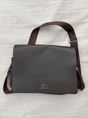 Kangaroo Kingdom Brown Faux Leather Messenger Crossbody Laptop Bag